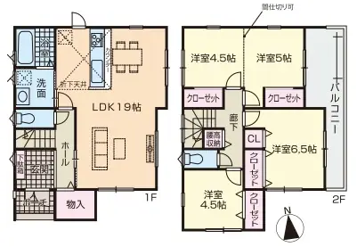 福津市福間南3丁目 新築戸建（全7棟） 間取り図