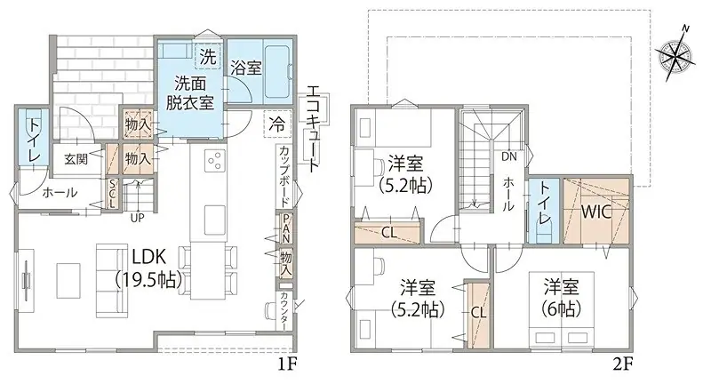 福岡市東区青葉6丁目 新築戸建（全3棟） 間取り図