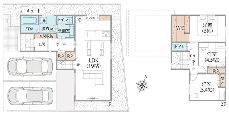 大野城市山田2丁目 新築戸建（全2棟） 間取り図