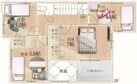 古賀市千鳥6丁目 新築戸建（全3棟） 間取り図