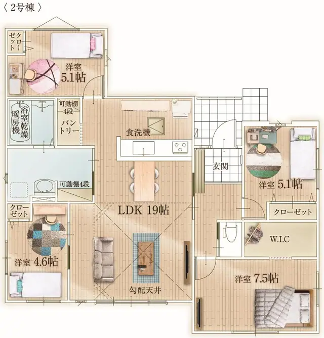 福岡市東区三苫2丁目 新築戸建（全2棟） 間取り図