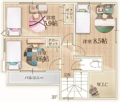 福岡市博多区板付4丁目 新築戸建（全3棟） 間取り図
