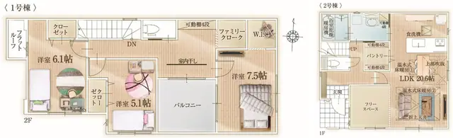 福岡市東区筥松3丁目 新築戸建（全2棟） 間取り図