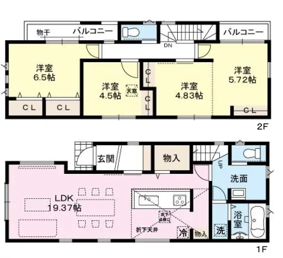 福岡市南区皿山三丁目 新築戸建（全4棟） 間取り図