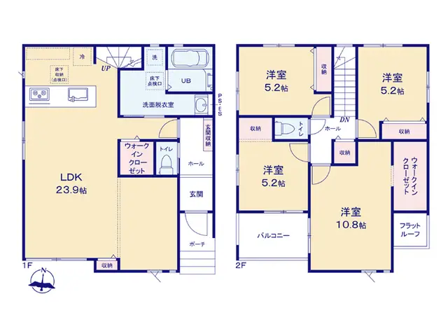 太宰府市青山3丁目 新築戸建（全2棟） 間取り図