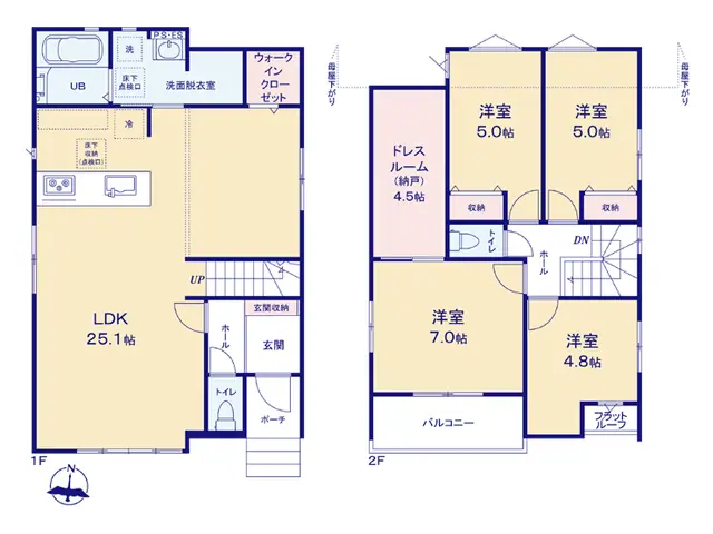 太宰府市青山3丁目 新築戸建（全2棟） 間取り図