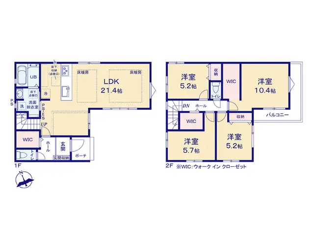 福岡市南区皿山3丁目 新築戸建（全2棟） 間取り図