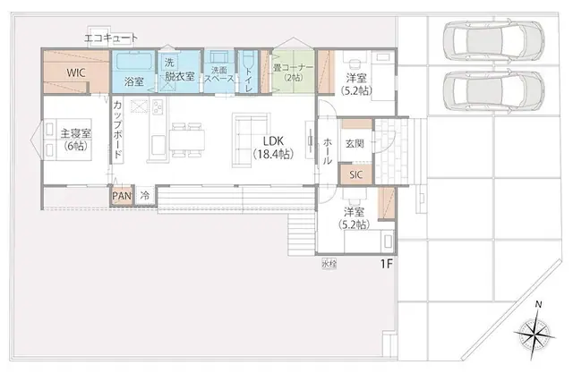 水巻町猪熊5丁目 新築戸建（全5棟） 間取り図