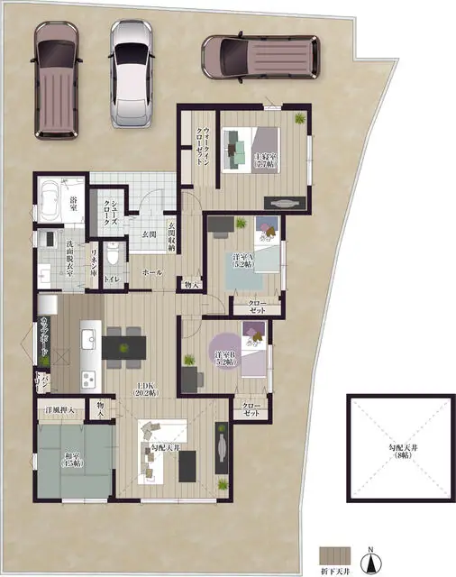 八女市本村 新築戸建 間取り図