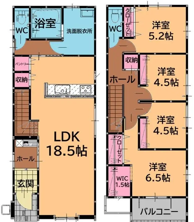 福津市花見の里3丁目 新築戸建 間取り図