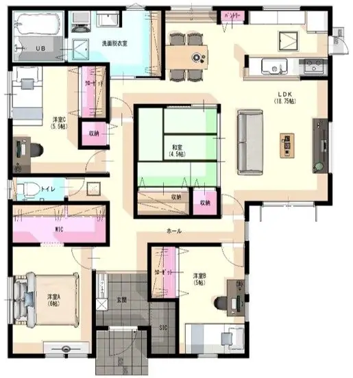 福津市津屋崎7丁目 新築戸建 間取り図