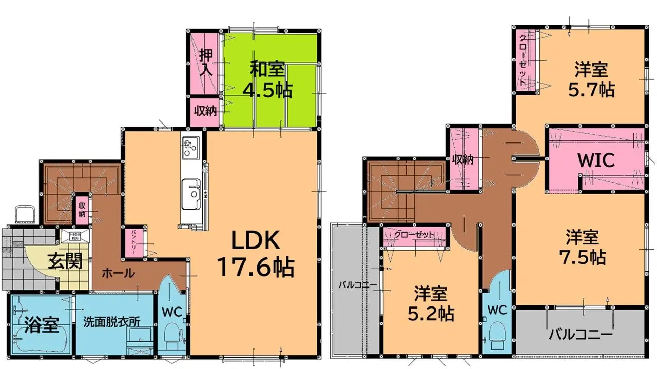 福津市花見の里3丁目 新築戸建 間取り図