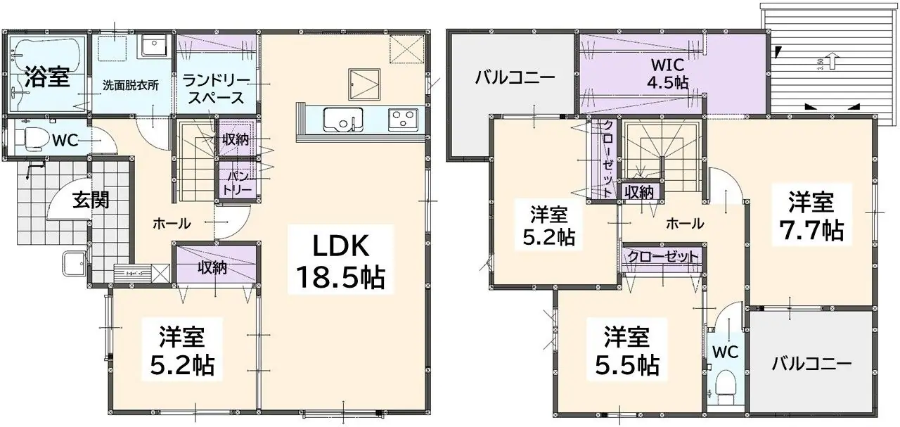 久留米市宮ノ陣町大杜 新築戸建 間取り図