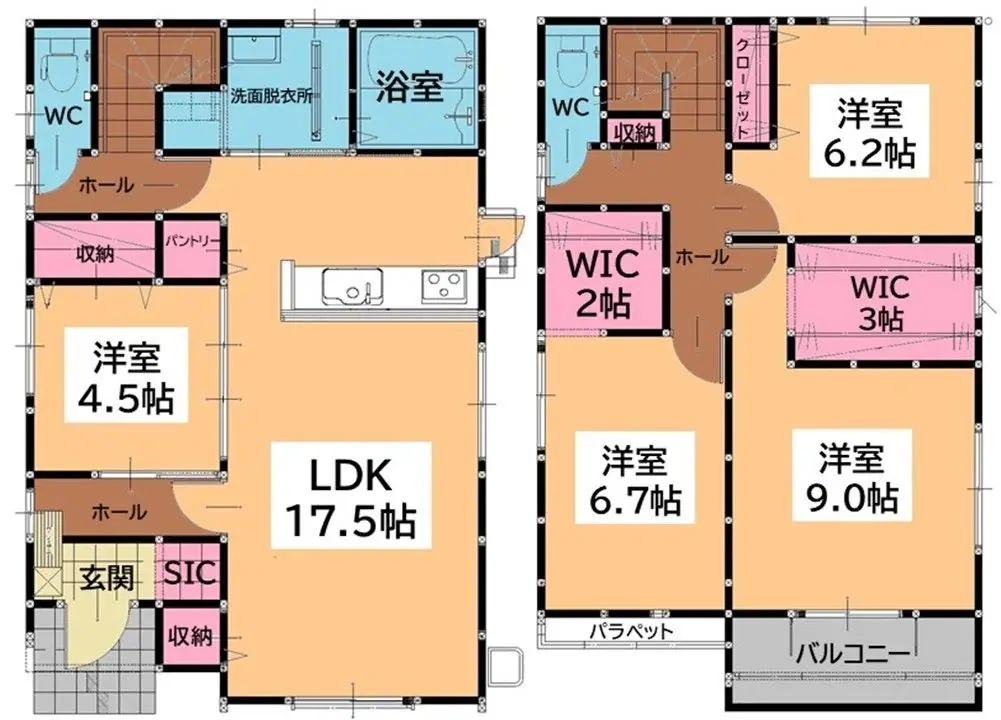 糟屋郡宇美町障子岳南1丁目 新築戸建 間取り図