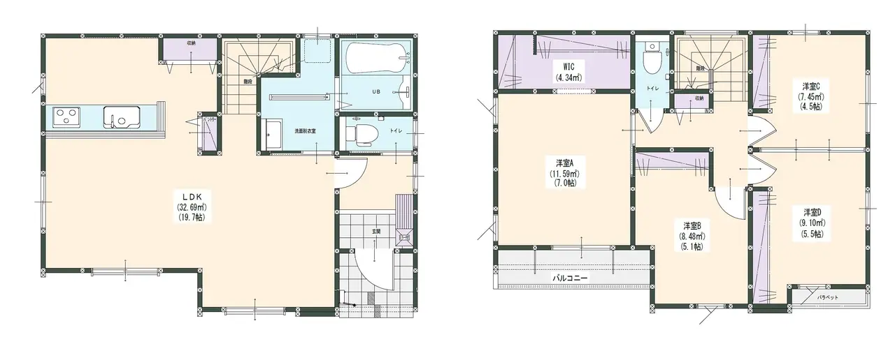 糟屋郡須恵町旅石 新築戸建 間取り図