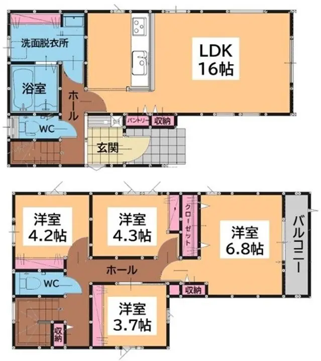 福津市中央2丁目 新築戸建 間取り図