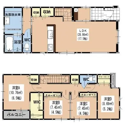 福岡市博多区月隈6丁目 新築戸建 間取り図