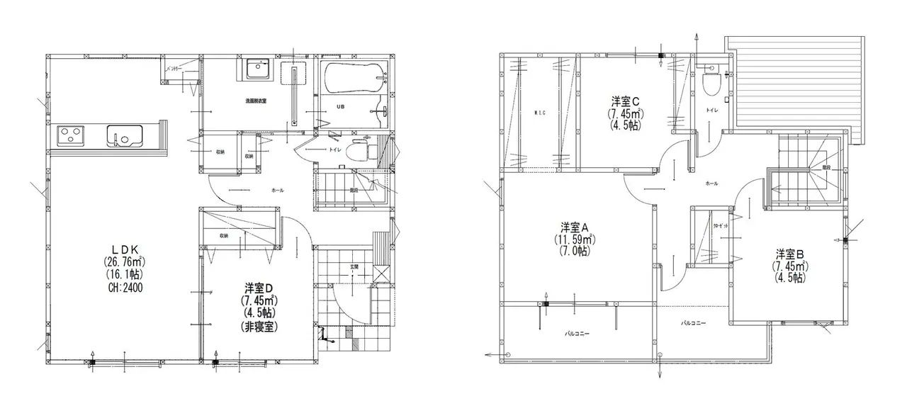 大野城市大城2丁目 新築戸建 間取り図