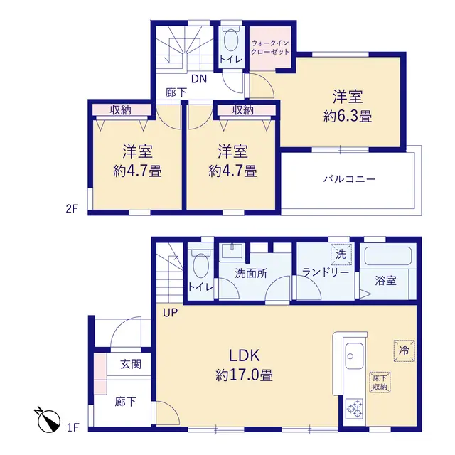 福岡市東区美和台5丁目 新築戸建（全2棟） 間取り図