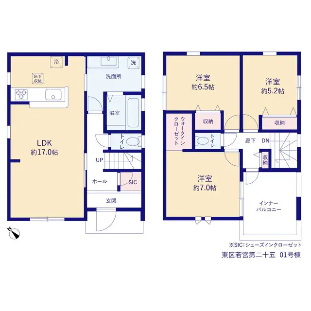 福岡市東区若宮2丁目 新築戸建（全2棟） 間取り図