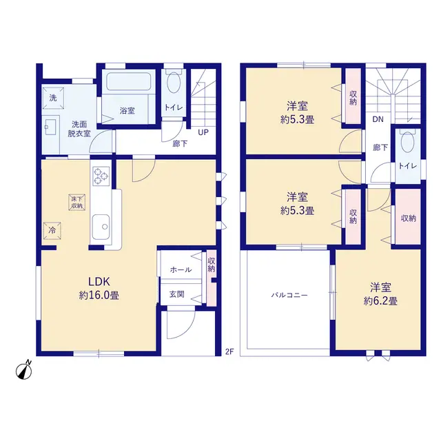 福岡市東区舞松原3丁目 新築戸建（全3棟） 間取り図