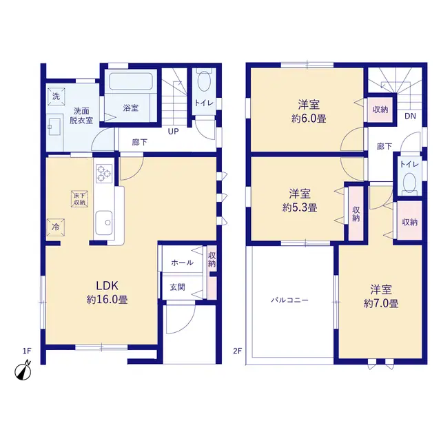 福岡市東区舞松原3丁目 新築戸建（全3棟） 間取り図