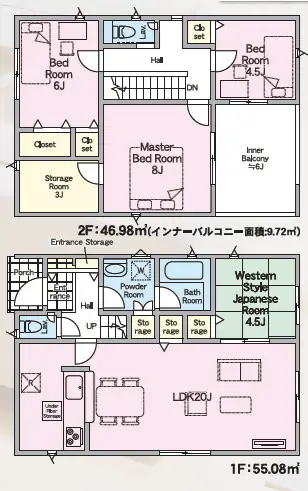 福岡市東区西戸崎4丁目 新築戸建（全3棟） 間取り図