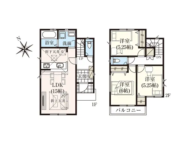 福岡市南区柏原6丁目 新築戸建（全3棟） 間取り図