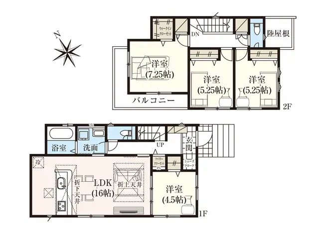 福岡市南区柏原6丁目 新築戸建（全3棟） 間取り図