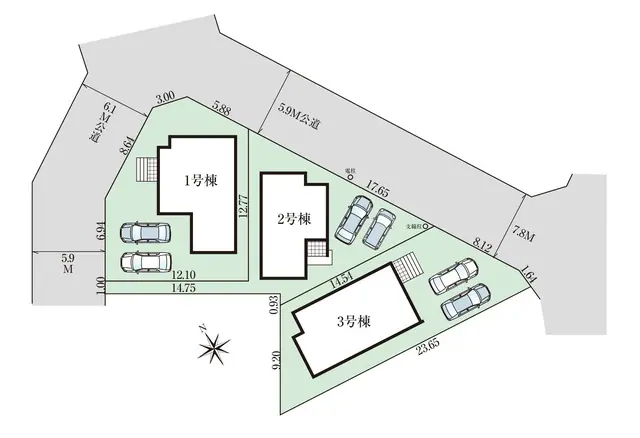 福岡市南区柏原6丁目 新築戸建（全3棟） 間取り図