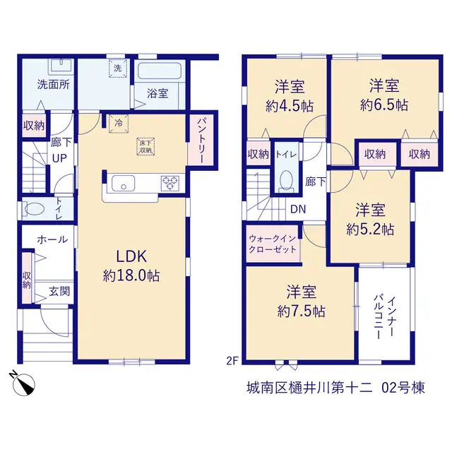 福岡市城南区樋井川1丁目 新築戸建（全2棟） 間取り図