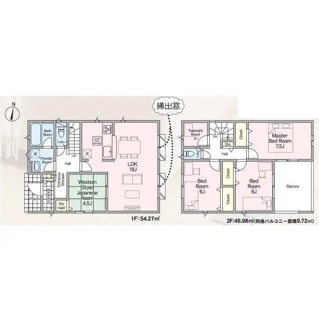 福岡市早良区干隈5丁目 新築戸建（全2棟） 間取り図