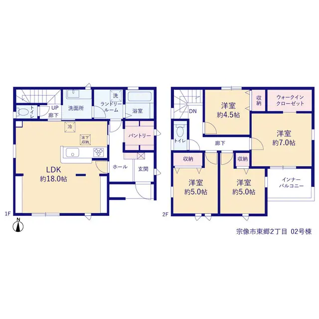 宗像市東郷2丁目 新築戸建（全2棟） 間取り図