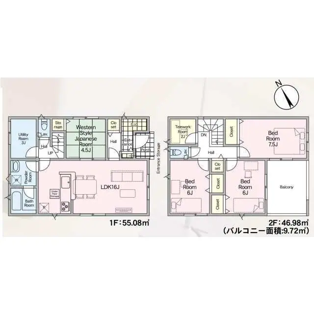 久留米市三潴町西牟田字東本村 新築戸建（全3棟） 間取り図