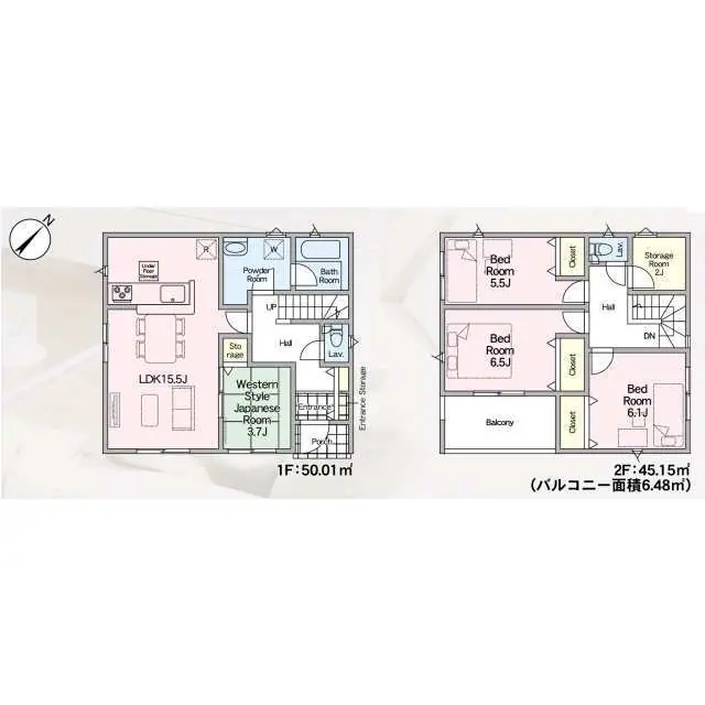 久留米市荒木町白口字蓮輸 新築戸建（全2棟） 間取り図