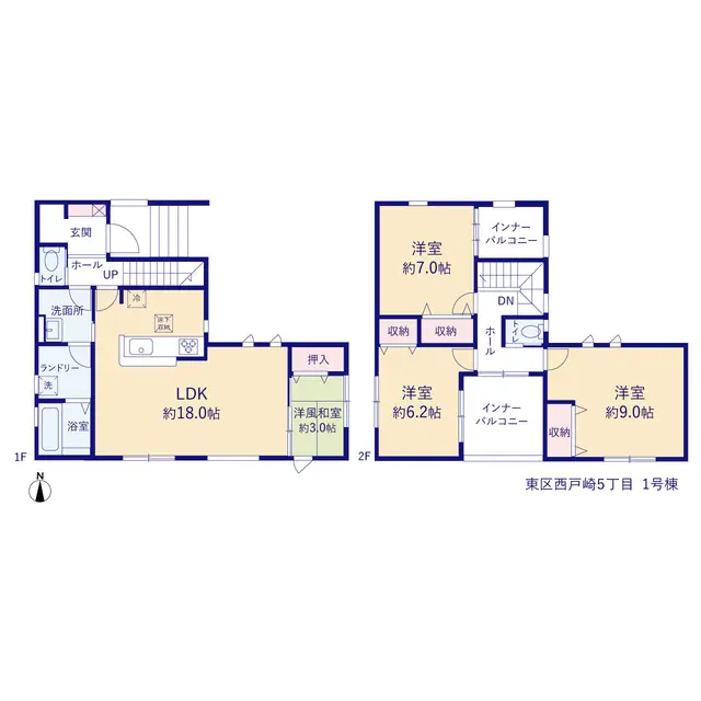 福岡市東区西戸崎5丁目 新築戸建（全4棟） 間取り図