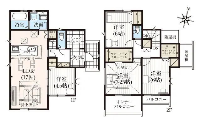 福岡市東区青葉6丁目 新築戸建（全2棟） 間取り図