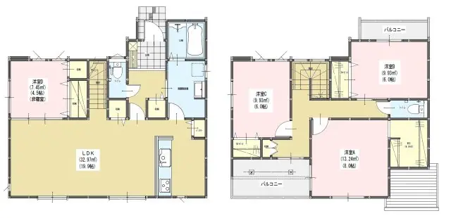 福岡市西区野方6丁目 新築戸建 間取り図