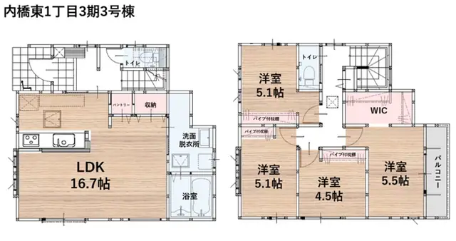 糟屋郡粕屋町内橋東1丁目 新築戸建 間取り図