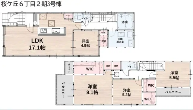 春日市桜ヶ丘6丁目 新築戸建 間取り図