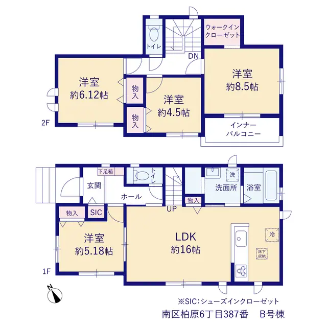 福岡市南区柏原6丁目 新築戸建（全2棟） 間取り図