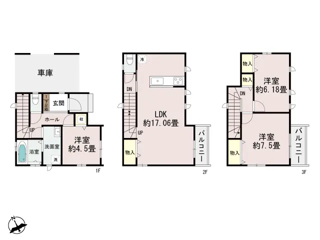 春日市春日原東町4丁目 新築戸建（全4棟） 間取り図