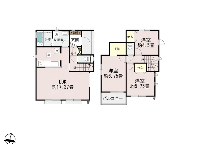 春日市紅葉ヶ丘西3丁目 新築戸建（全3棟） 間取り図