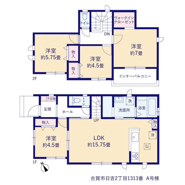 古賀市日吉2丁目 新築戸建（全2棟） 間取り図