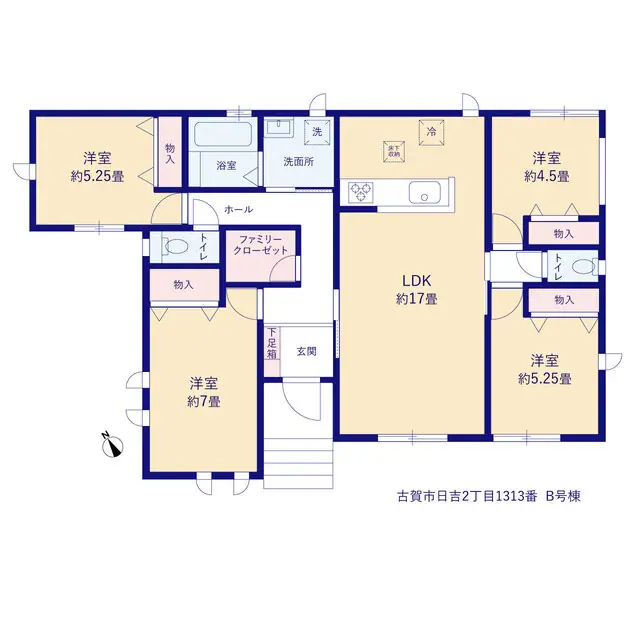 古賀市日吉2丁目 新築戸建（全2棟） 間取り図