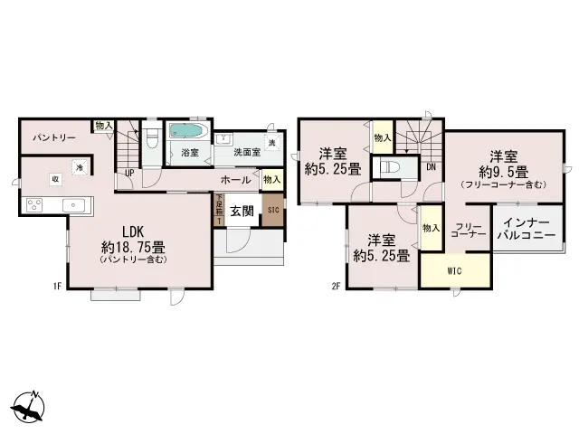 春日市小倉5丁目 新築戸建（全7棟） 間取り図