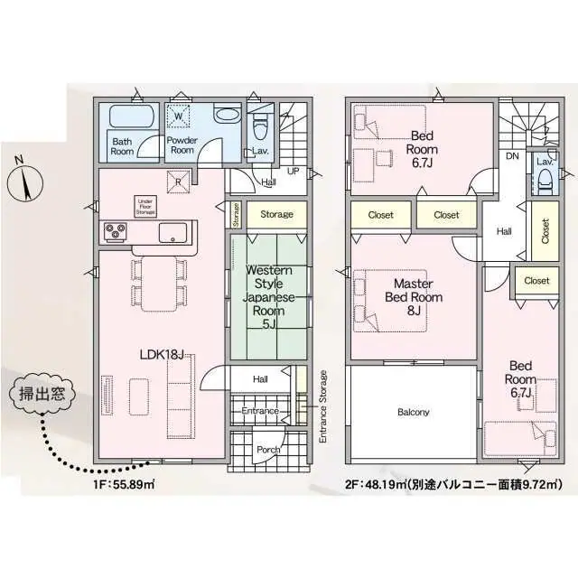古賀市中央6丁目 新築戸建（全2棟） 間取り図