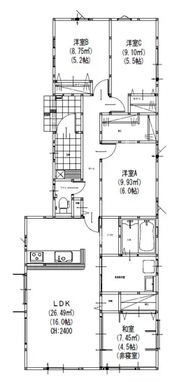 福岡市南区大平寺2丁目 新築戸建 間取り図