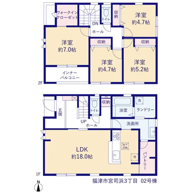 福津市宮司浜3丁目 新築戸建（全4棟） 間取り図