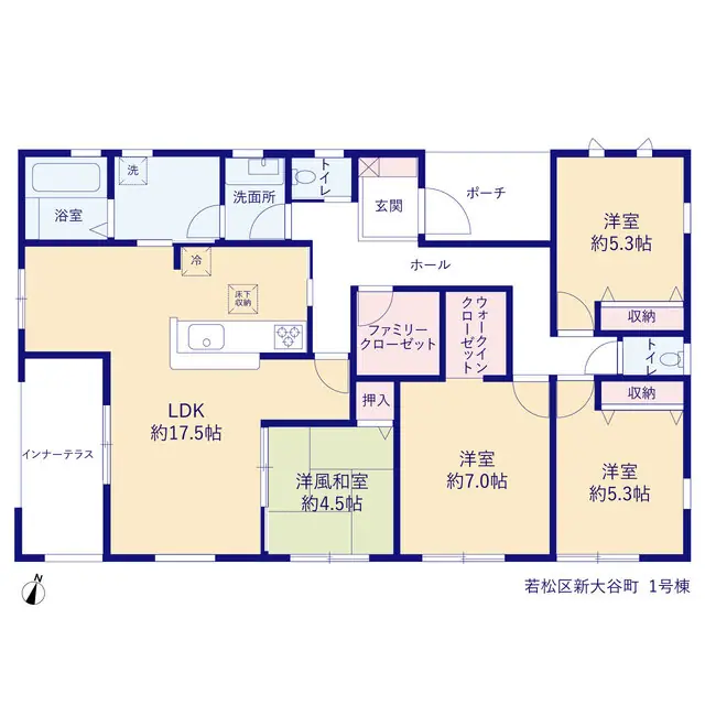 若松区新大谷町 新築戸建 間取り図